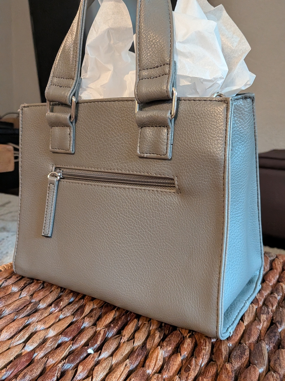 Nicole Miller Grey Studded Structured Satchel Tote Bag - Picture 3 of 16
